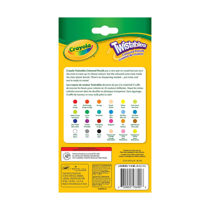 Crayola Twistables Coloured Pencils, 24 Count